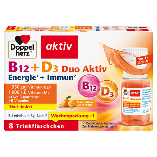 DOPPELHERZ B12+D3 Duo Aktiv Trinkampullen 8 St  