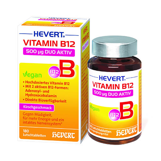 VITAMIN B12 HEVERT 500 μg Duo Aktiv Lutschtabl. 180 St